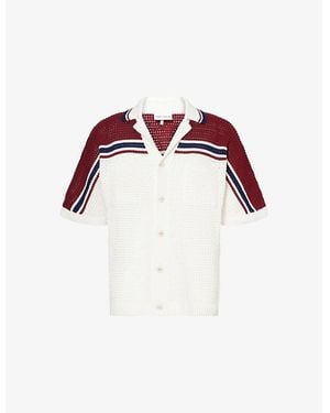 The Couture Club Colour Block Crochet Knitted Top - Red