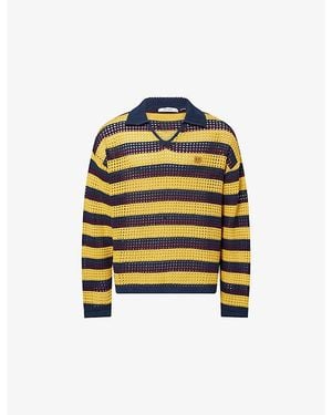 Daily Paper V-Neck Crochet-Knit Jumper - Yellow