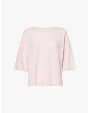 Lounge Underwear Soft Waffle Knitted Pyjama Top - Pink