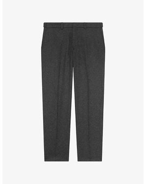 The Kooples Tapered-Leg Mid-Rise Wool-Blend Pants - Gray