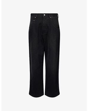 Vetements Brand-Patch Wide-Led Denim Jeans - Black
