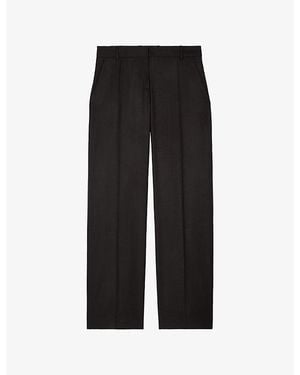 The Kooples Wide-Leg Mid-Rise Wool Trousers - Black