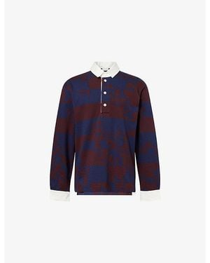 Dries Van Noten Hucho Long-Sleeve Cotton Polo Shirt - Blue