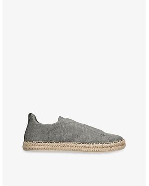 ZEGNA Triple Stitch Canvas Espadrilles - Grey