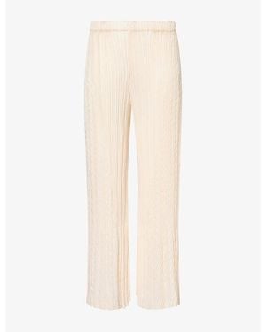 Issey Miyake Unfurling Pleats Cropped Knitted Trousers - Natural