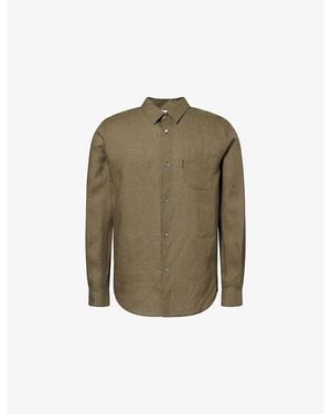 Derek Rose Monaco Long-Sleeve Linen Shirt - Green