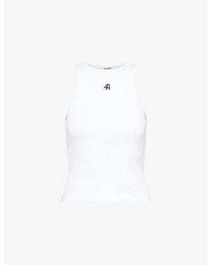 4th & Reckless Everyday Racer Logo-Embroidered Cotton-Jersey Vest Top - White