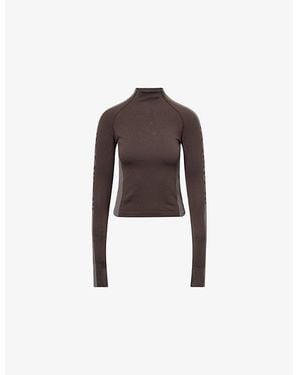 ADANOLA Jacquard Seamless Jacquard Jersey Top - Brown