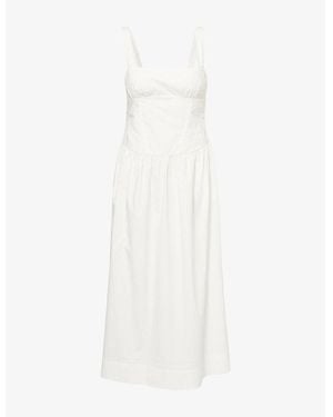 Bec & Bridge Dune Shoulder-Straps Cotton-Poplin Maxi Dress - White