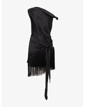 Anna October Batty Draped Satin Mini Dress - Black