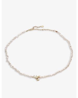 La Maison Du Couturier With Love Darling 14Ct-Plated Remelted Brass, Pearl And Glass Necklace - Metallic