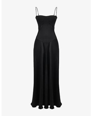House Of Cb Anabella Fitted-Bodice Lace-Up Satin Maxi Dress - Black