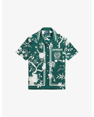 Polo Ralph Lauren X Wimbledon Floral-Print Camp-Collar Linen And Silk-Blend Shirt - Green