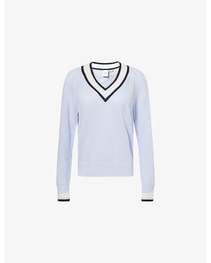 Varley Maurice V-Neck Knitted Cotton Jumper - Blue
