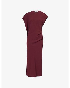 Victoria Beckham Victoria Draped Woven Midi Dress - Red