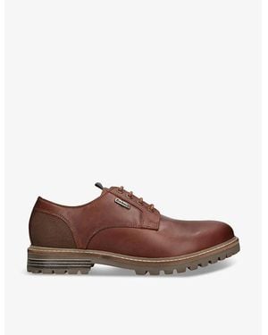 Barbour Sandstone Leather And Canvas Derby Shoes - Brown