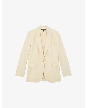 Reiss Anya Peak-Lapel Silk And Wool Blazer - Natural