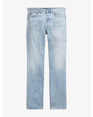 Polo Ralph Lauren Paint-Splattered Straight-Leg High-Rise Jeans - Blue