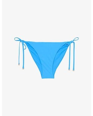 Reiss Riah Side-Tie Stretch-Woven Bikini Bottoms - Blue