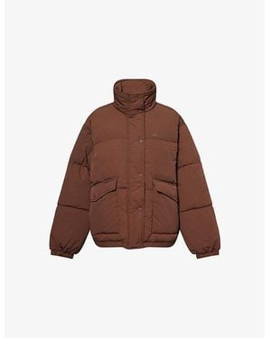 ADANOLA Funnel-Neck Long-Sleeves Shell Puffer Jacket - Brown