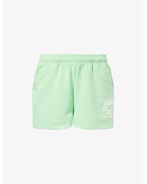 ADANOLA Ace Logo-Print Cotton Sweat Shorts - Green