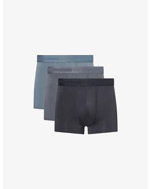 CHE Branded Mid-Rise Pack Of Three Stretch-Woven Trunks - Blue