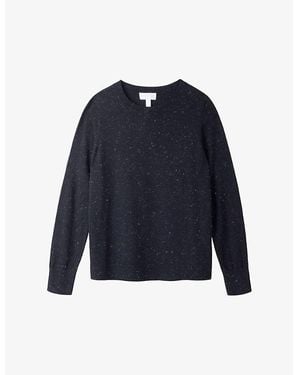 The White Company The Company Round-Neck Long-Sleeve Recycled Cotton-Blend Jumper - Blue