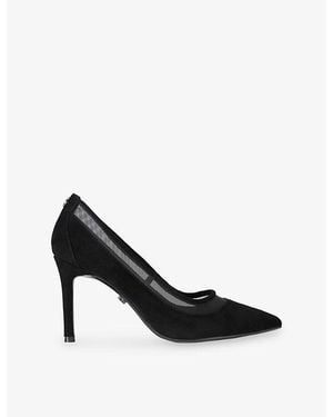 Carvela Kurt Geiger Positano Mesh-Panel Suede Heeled Courts - Black