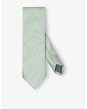 Eton Solid Silk And Linen Tie - Blue
