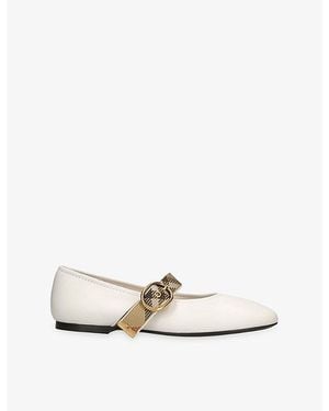 Burberry Robin Leather Flats - White