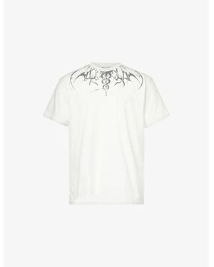 Jaded London Text-Print Crew-Neck Relaxed-Fit Cotton-Jersey T-Shirt - White