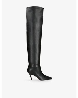 AMINA MUADDI Jamie 80 Leather Thigh-High Boots - Black