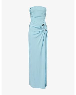 Jonathan Simkhai Emma Gathered Bustier Jersey Maxi Gown - Blue