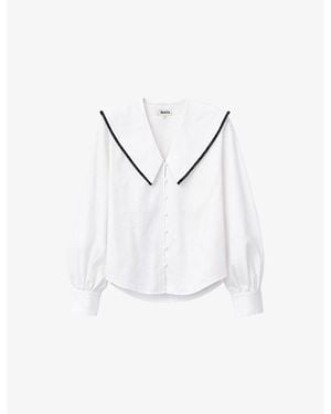 Ro&zo Collared Long-Sleeve Stretch-Cotton Shirt - White
