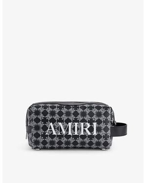 Amiri Ma Quad Woven Monogram-Print Washbag - Black