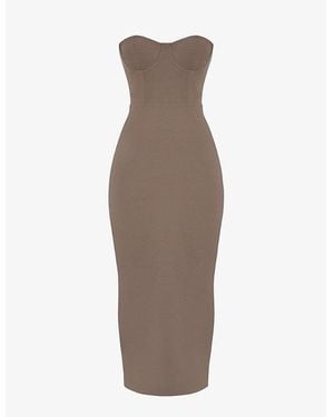 House Of Cb Lucia Corseted Stretch-Woven Maxi Dress - Brown