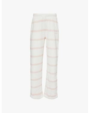 Sisters & Seekers Gummy Stripe Straight-Leg Cotton-Blend Jersey Jogging Bottoms - White