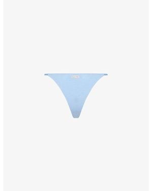 Calvin Klein String High-Rise Stretch-Cotton Blend Thong - Blue