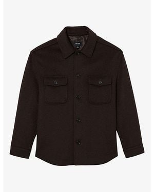 Reiss Liam Patch-Pocket Wool-Blend Overshirt - Black