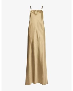 Twp Scoop Back Satin Maxi Slip Dress - Metallic