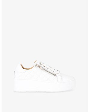 Carvela Kurt Geiger Connected Zip Leather Low-Top Flatform Sneakers - White