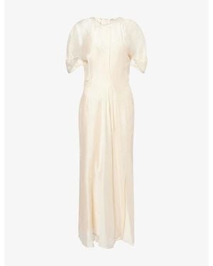 KHAITE Ria Cap-Sleeve Silk-Blend Maxi Dress - Natural