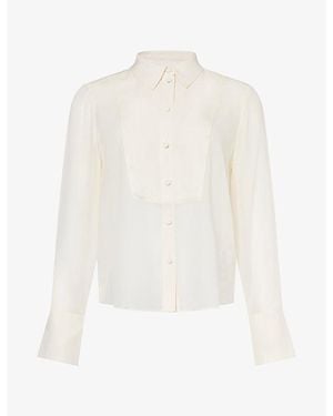 ME+EM Sheer Long-Sleeve Silk Evening Shirt - White