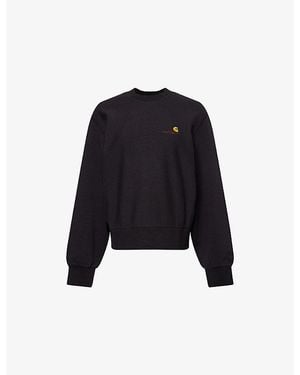 Carhartt American Script Logo-Embroidered Cotton-Blend Sweatshirt - Black