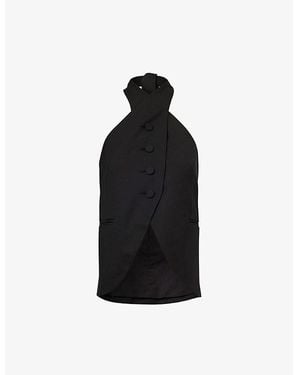 AARON ESH Halter-Neck Slim-Fit Wool Waistcoat - Black