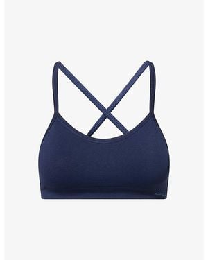 ADANOLA Classic Seamless Cross-Back Sports Bra - Blue