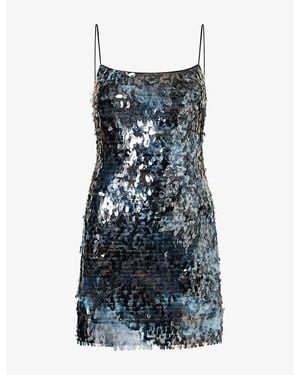 STAUD Sur Sequin Paillette Mini Dress - Gray