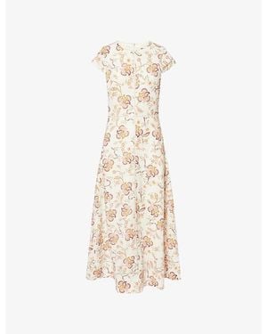 ME+EM Fit + Flare Crease-Less Linen Midi Dress - Natural