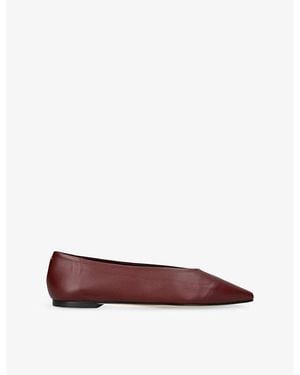 Aeyde Betty Pointed-Toe Leather Ballet Flats - Red