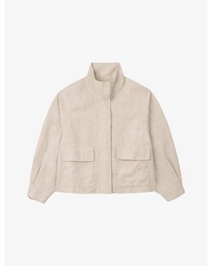The White Company Funnel-Neck Side-Pocket Linen Jacket - Natural